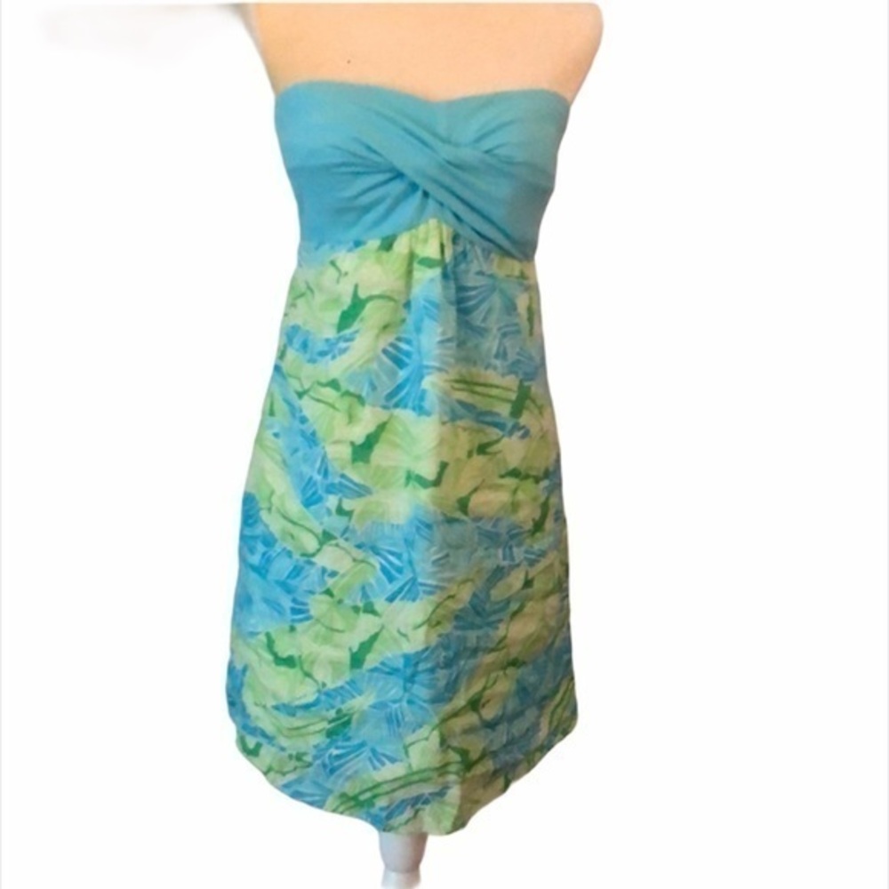 Lilly Pulitzer Alligator Print Strapless Dress Blue and Green Size XS